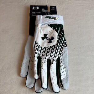 Under Armour Clean Up White Green Batting Glove Men's Size XL NWT